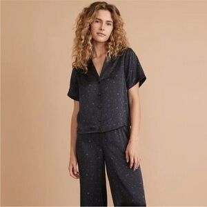 Marine Layer Washable Silk Pajama Top in Anthracite Mystic Women’s SZ Medium
